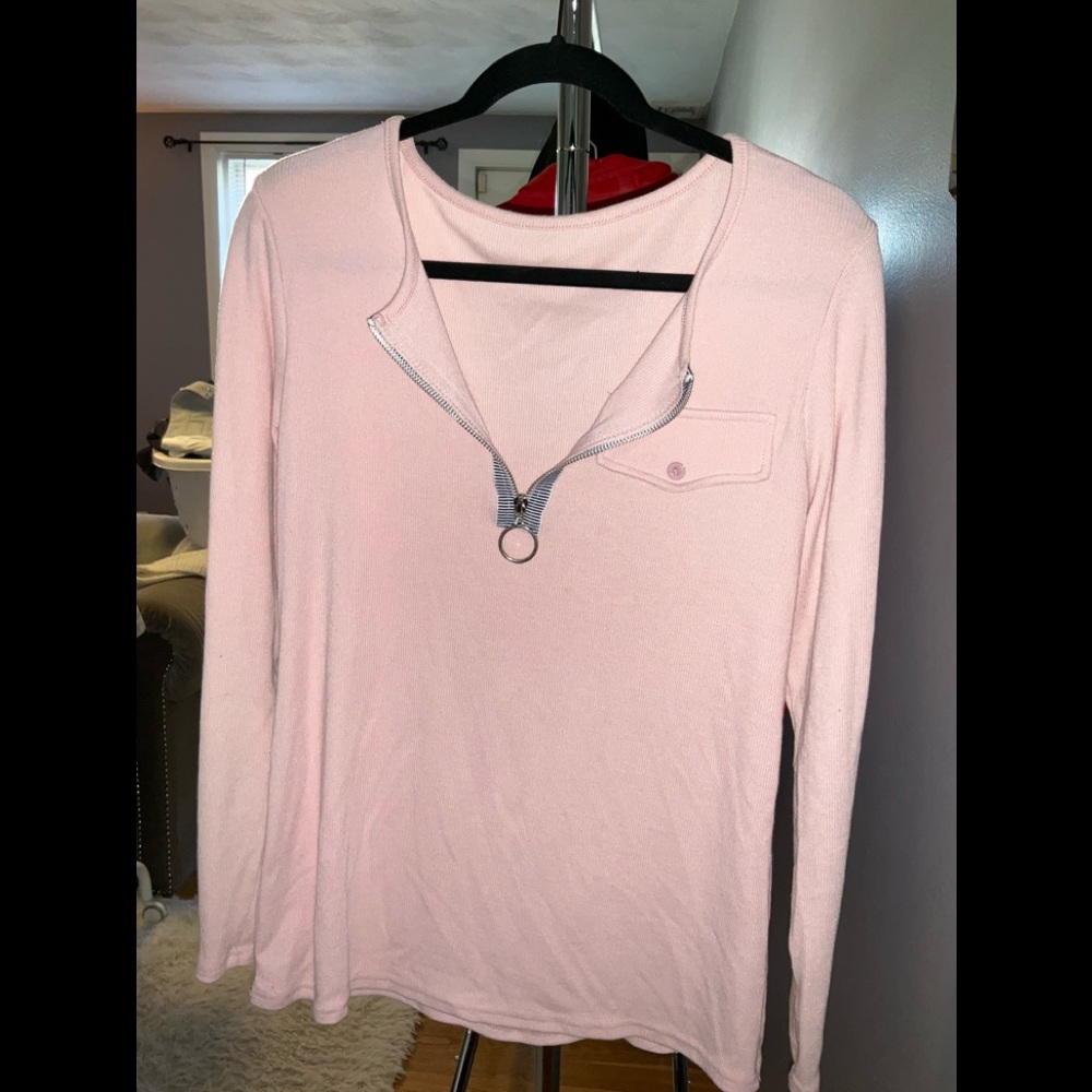 Pink long sleeve half zip